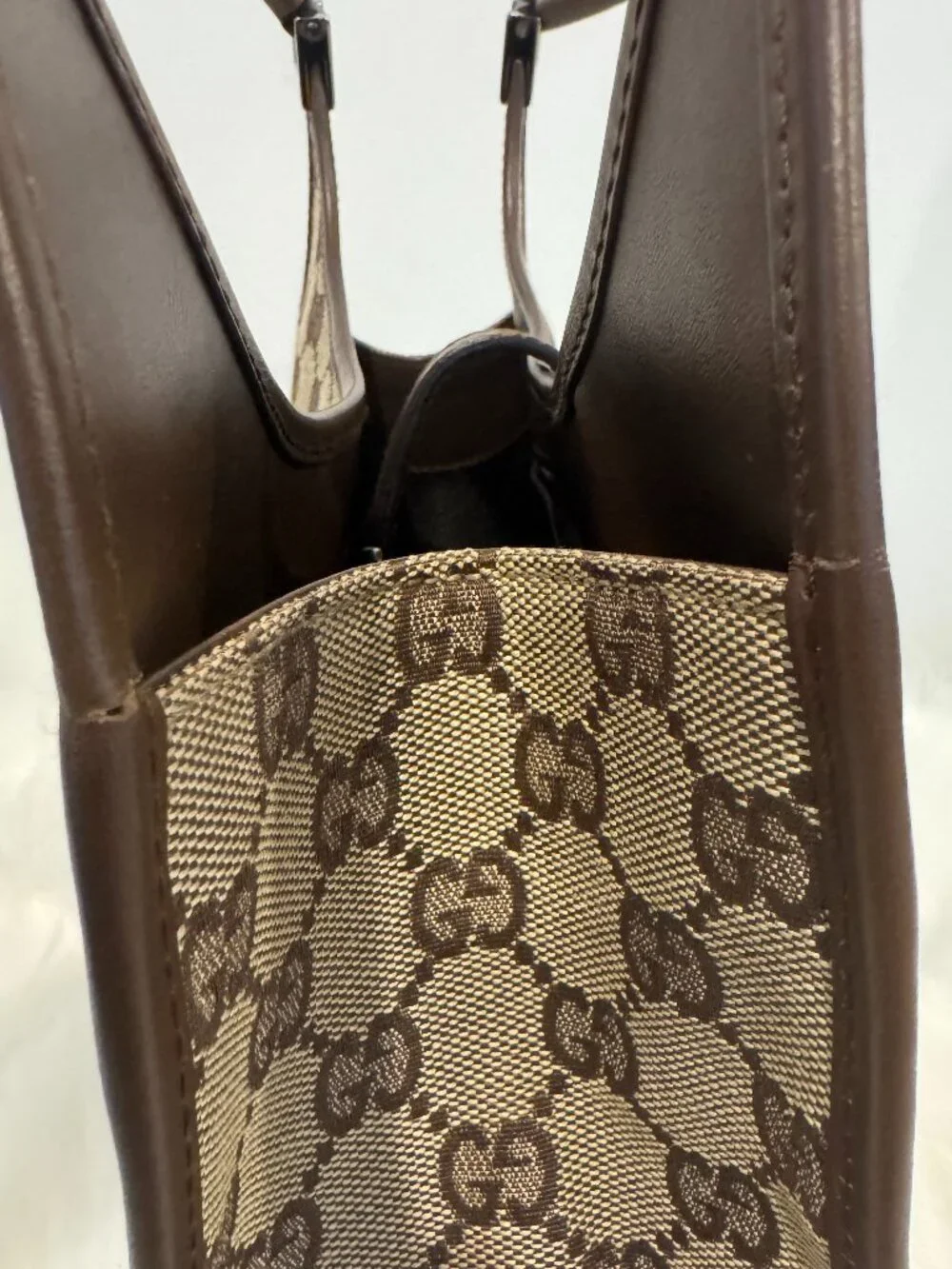 Vintage Gucci Jackie Bardot Shoulder Bag GG Monogram Canvas Brown